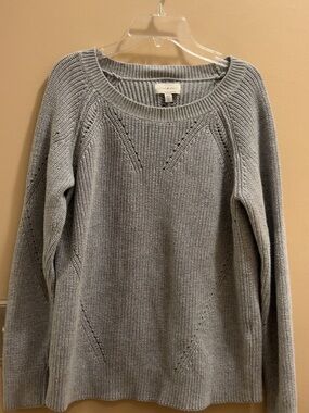 Lucky Brand Gray Scoop Neck Knit Sweater